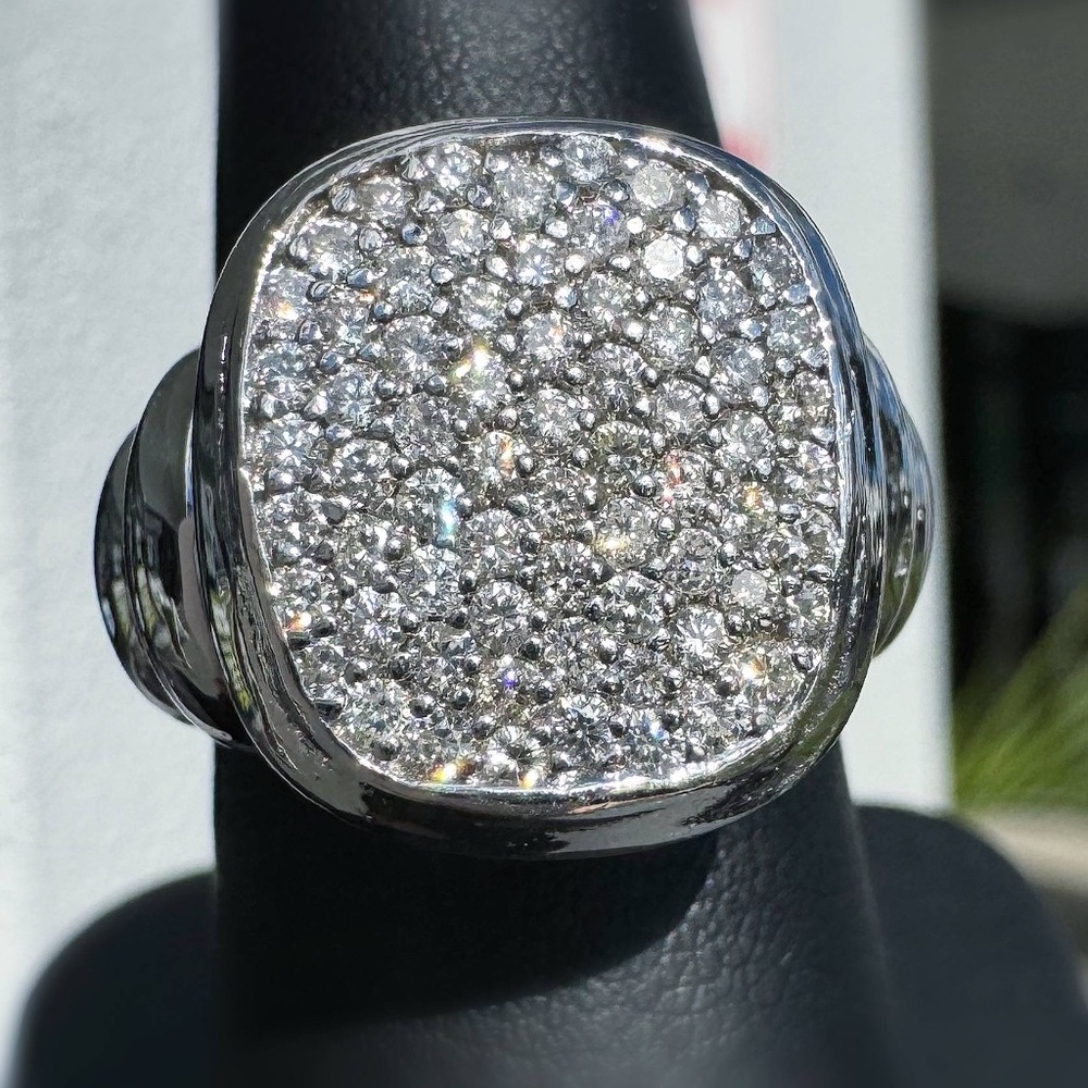 Vintage 18k white gold David Yurman Noblesse 0.8CTW Pave Natural Diamond cable R